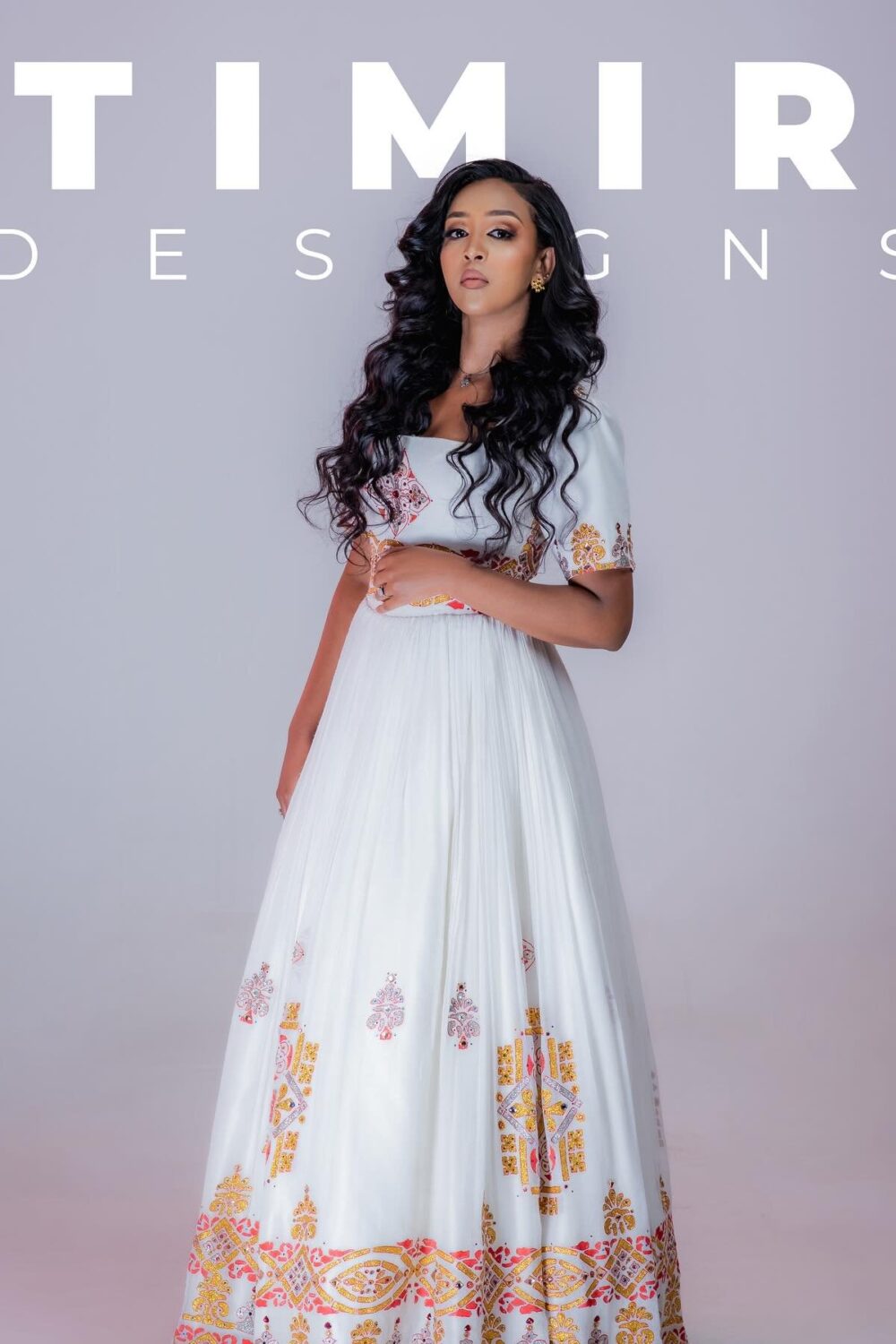 Zuria Habesha Kemis – White with Gold Tibeb (Style 27) – Azmarino Fashion Boutique