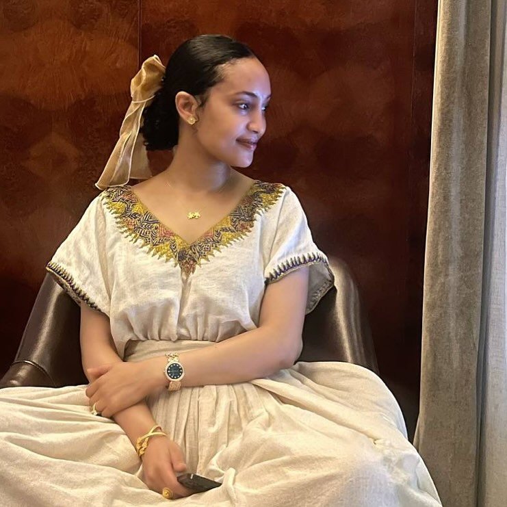 Zuria Habesha Kemis – White with Gold Tibeb (Style 8) – Azmarino Fashion Boutique