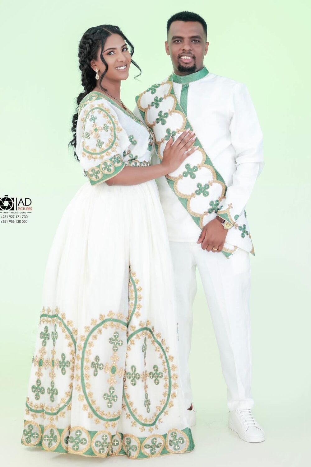 Zuria Habesha Kemis – White with Long Train – Azmarino Fashion Boutique – view 3