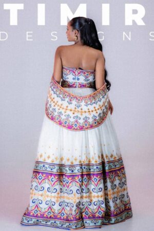 Zuria Habesha Kemis – White with Multicolour Tibeb Hem (Style 3) – Azmarino Fashion Boutique – view 4