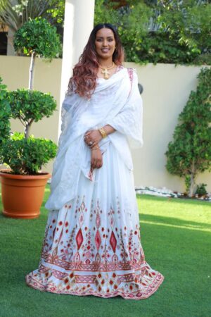 Zuria Habesha Kemis – White with Red Tibeb (Style 9) – Azmarino Fashion Boutique – view 4