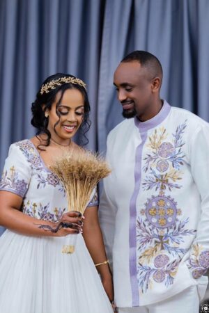 Zuria Habesha Kemis – White with Silver Tibeb – Azmarino Fashion Boutique